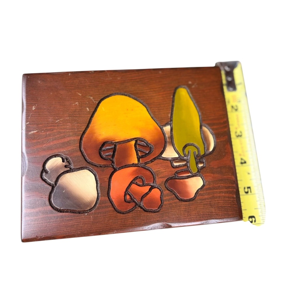 Vintage Woodworm Carvings Pat Wildeman Mushroom Vegetable Wood Wall Art 7x5.5